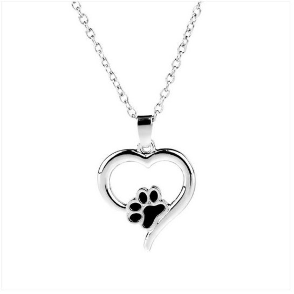 Women's Silver Dog Cat Paw Pendant Chain Necklace Lobster Claw Closure Gift - Picture 1 of 2